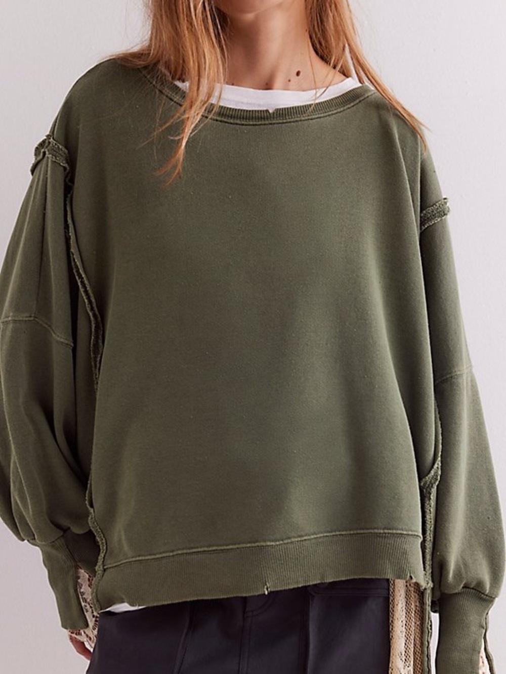 We The Free Oversized Olive Green Camden Pullover Sweatshirt - Picture 2 of 5